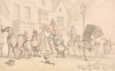 Scène buiten de Half-Moon Inn door Thomas Rowlandson