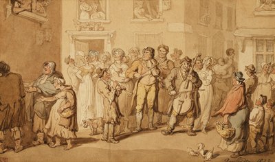 Straatmuzikanten, 1823 door Thomas Rowlandson