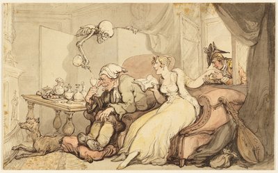 Studie voor De huwelijksreis door Thomas Rowlandson