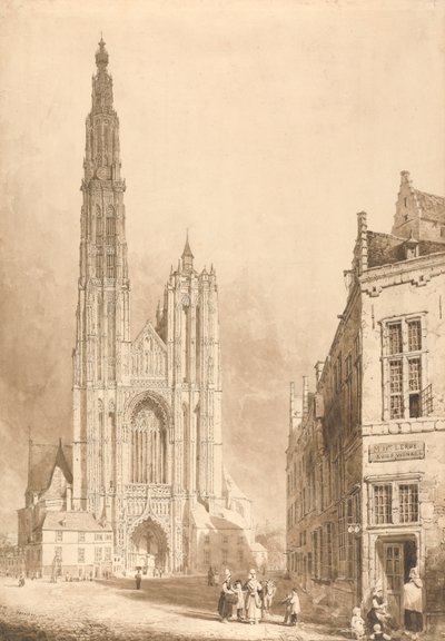 Uitzicht op de kathedraal van Antwerpen door Thomas Sidney Cooper