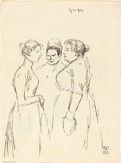 Kletsende vrouwen door Théophile Alexandre Steinlen