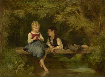 Eerste liefde, c.1872 door Timoleon Marie Lobrichon