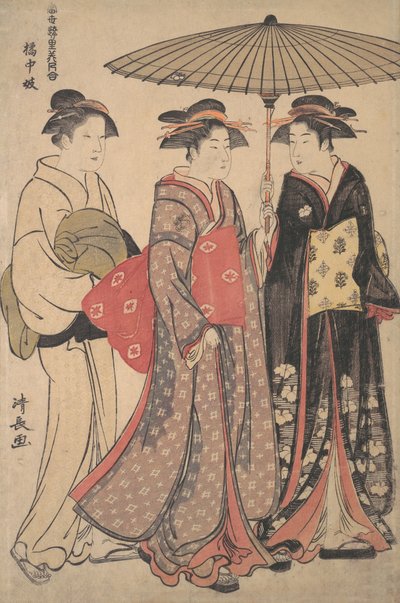 Dansers van Tachibana Straat, 1742-1815 door Torii Kiyonaga