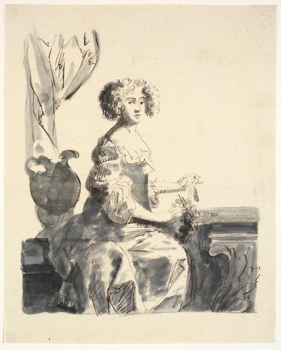 Portret van een dame, zittend, halve figuur door Ubekendt