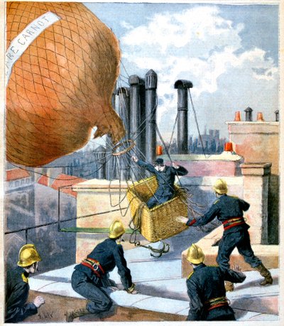 Een ballon op een dak, 1894 door Unbekannt