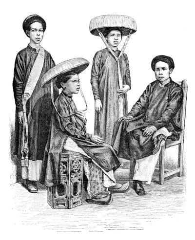 Annamese stamhoofden en vrouwen, Vietnam, 1895 door Unbekannt