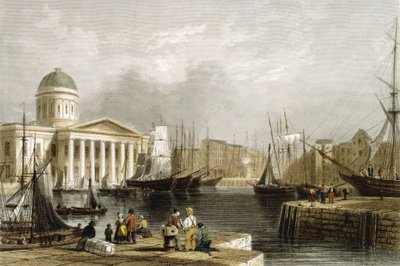 Canning Dock, Liverpool, met het Douanehuis, 1841 door Unbekannt