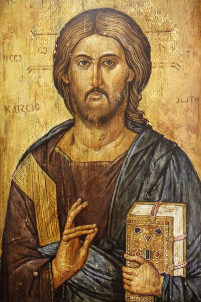 Christus pantocrator schilderij Madrid Spanje door Unbekannt