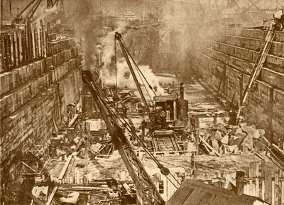 Constructie van een droogdok in Swansea, c1930 door Unbekannt