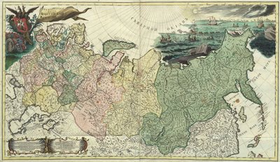 Eerste Algemene Kaart van het Russische Rijk, 1745 door Unbekannt