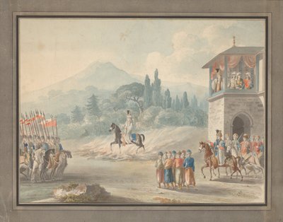 Georgische cavalerie review, ca. 1780 door Unbekannt