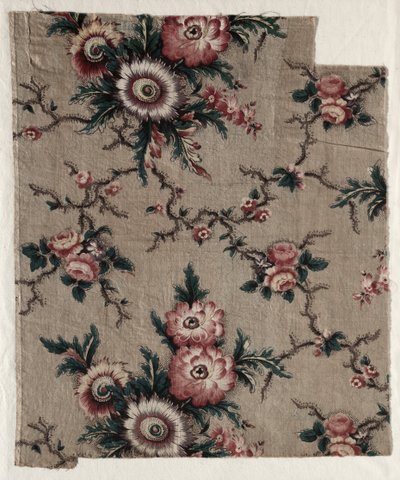 Glanzend chintz fragment, c. 1840 door Unbekannt