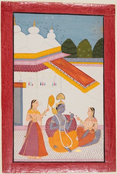 Krishna onder een baldakijn, ca. 1680 door Unbekannt