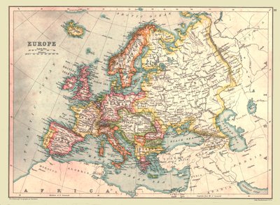 Kaart van Europa, 1902 door Unbekannt