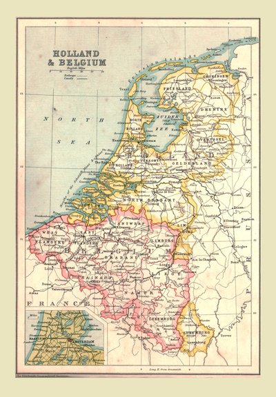 Kaart van Nederland en België, 1902 door Unbekannt