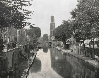 Oude gracht en Domtoren, Utrecht, Nederland, 1895 door Unbekannt