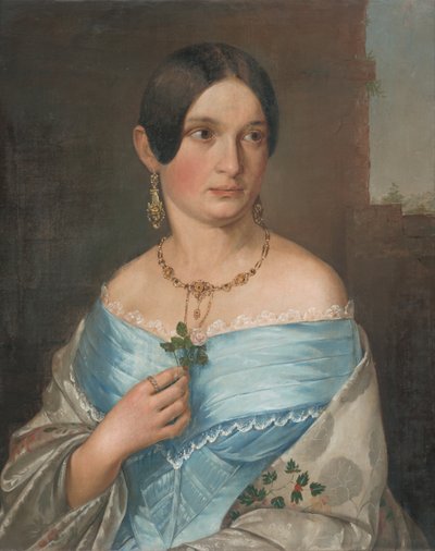 Portret van een Dame met Roos door Unbekannt Unbekannt