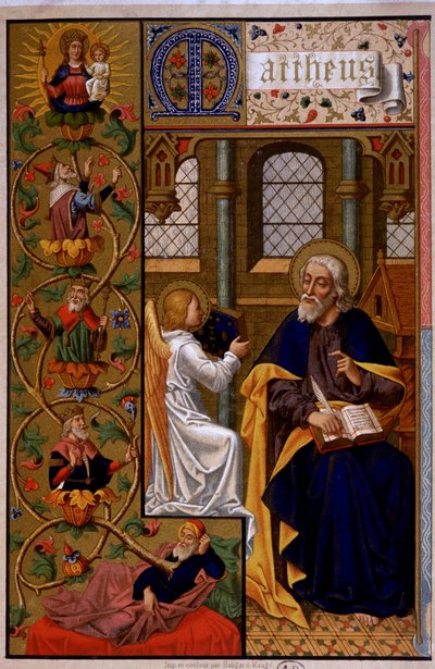 Sint Mattheüs schrijft het Evangelie. n.d 19e eeuw door Unknown artist