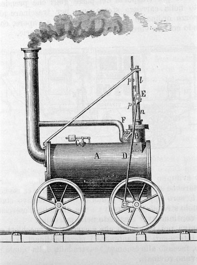 Trevithick locomotief. 19e-eeuwse gravure. door Unknown artist