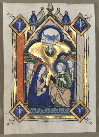 Blad uitgesneden uit een psalter: Pinksteren door Unknown artist