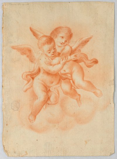 Gevleugelde Putti in Wolken door Unknown artist