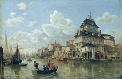 Het Boothuis in de Haven van Hamburg, 1850 door Valentin Ruths