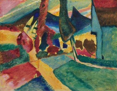 Landschap met Twee Populieren, 1912 door Wassily Kandinsky