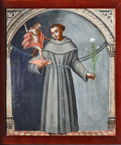 St. Antonius van Padua en Jezus door Venetian School