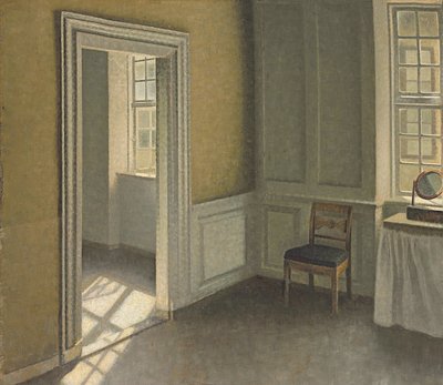 Slaapkamer, Strandgade 30, 1906 door Vilhelm Hammershoi