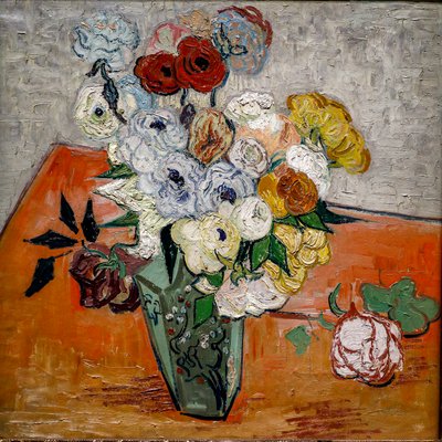 Rozen en windbloemen door Vincent van Gogh