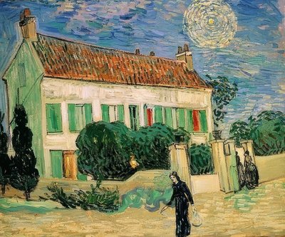 Wit huis bij nacht door Vincent van Gogh