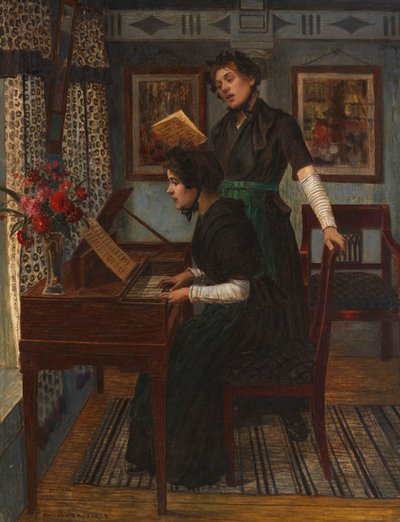 De muziekles, c. 1890 door Walter Firle