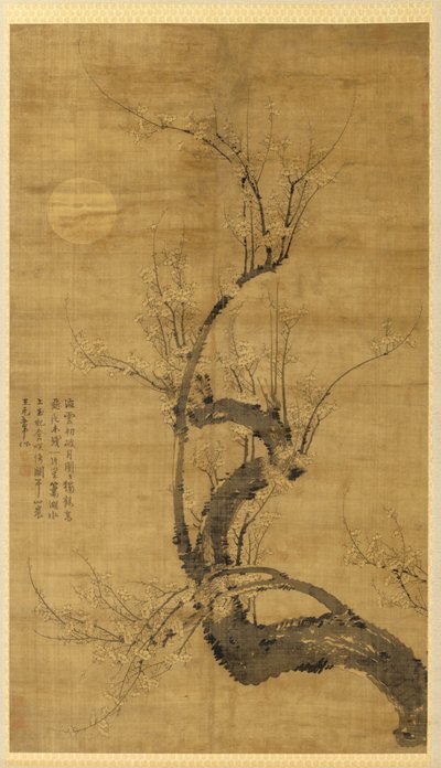 Een Prunus in het maanlicht, 1300s door Wang Mian