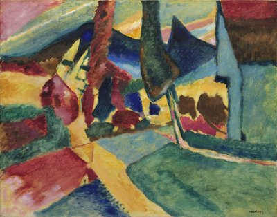 Landschap met twee populieren, 1912 door Wassily Kandinsky