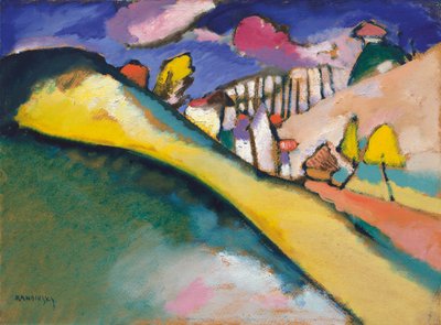 Studie voor landschap (Dünaberg) door Wassily Kandinsky