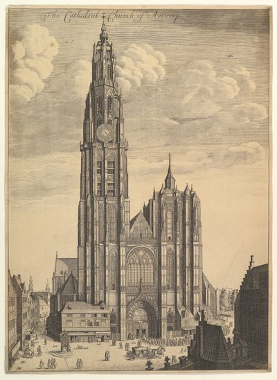 Antwerpse Kathedraal Prospectvs Tvrris Ecclesiæ Cathedralis door Wenceslaus Hollar