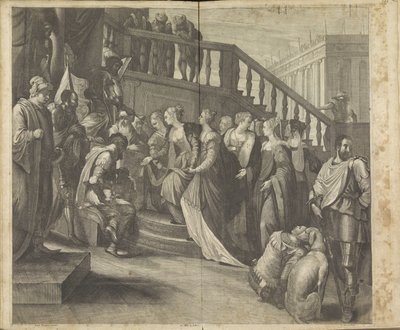 Ester voor Ahasveros door Wenceslaus Hollar