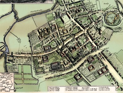 Hollars plan van Oxford, ca. 1643 door Wenceslaus Hollar