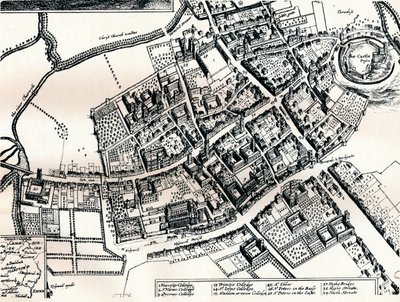 Hollars plan van Oxford, c1643 door Wenceslaus Hollar