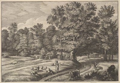 Herders in een bos, 1648-50 door Wenceslaus Hollar