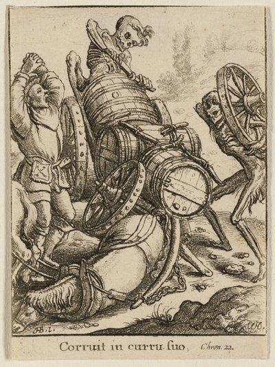 De voerman en de dood door Wenceslaus Hollar