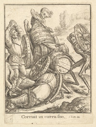 Wagenmenner, uit de Dans van de Dood door Wenceslaus Hollar