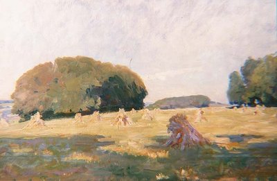 Hooibergen in een veld door Wilfred Gabriel de Glehn