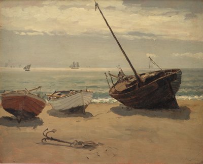 Boten op het strand. Skagen door Wilhelm Xylander