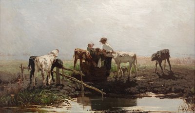 Kalveren bij een vijver, 1863 door Willem Maris