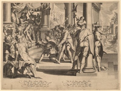 Allegorie van gerechtigheid door Willem Swanenburgh, after Joachim Anthonisz Wtewael