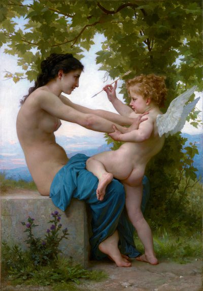 Een meisje dat zichzelf verdedigt tegen Eros door William Adolphe Bouguereau