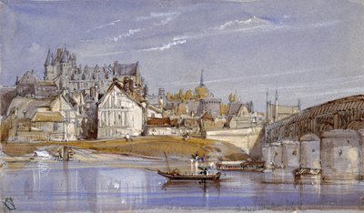 Het Kasteel van Amboise, aan de Loire door William Callow