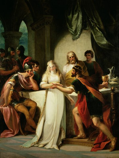 Vortigern en Rowena, 1793 door William Hamilton