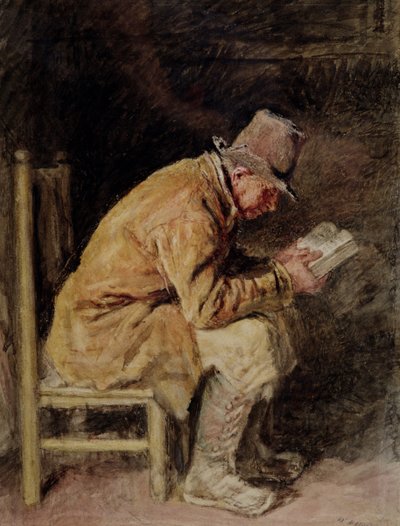 Studie van een plattelander die leest door William Henry Hunt